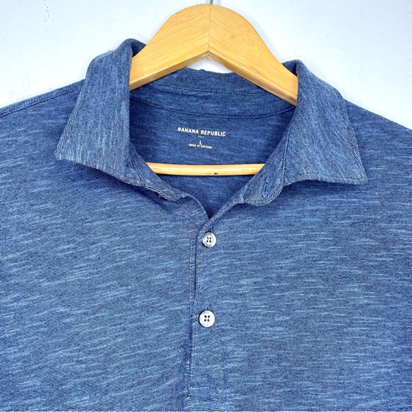 Banana Republic Men’s Polo Shirt Size Large Heather Blue - Picture 3 of 7